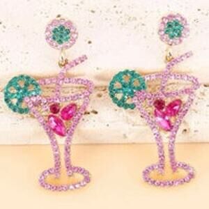 Crystal Martini Glass Earrings